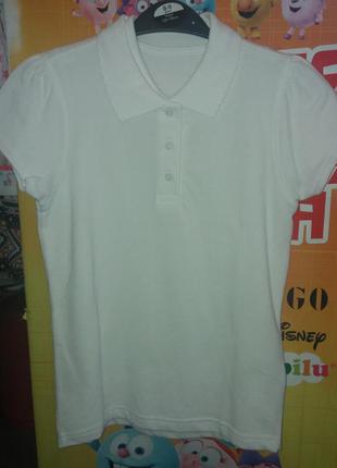 Белая рубашка-поло с короткими рукавами для девочек с гребешком george3 фото