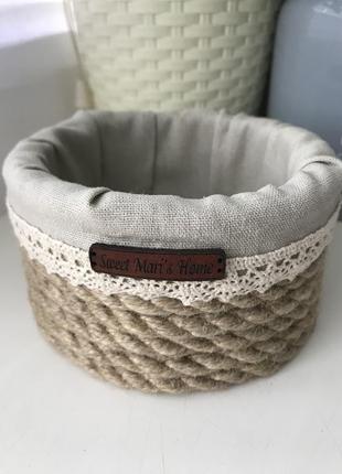 🌿smh🌿 джутова корзинка, корзина, джут, декор, органайзер для косметики