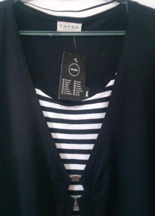 Чорна блуза блузка з полосатою вставкою з рукавом 3/4 canda3 фото