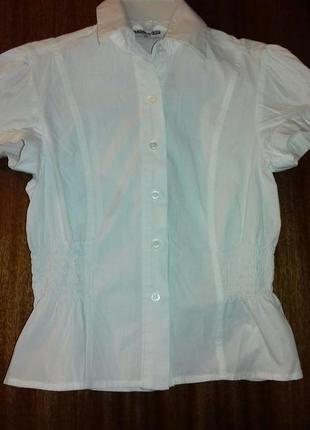 Белая блуза школьная.белая блузка с коротким рукавом рубашка школьная.3 фото