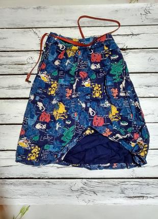 Брендовая хлопковая юбка миди спідниця міді yumi с анималистическим принтом