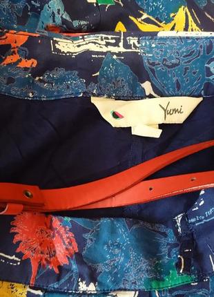 Брендовая хлопковая юбка миди спідниця міді yumi с анималистическим принтом3 фото