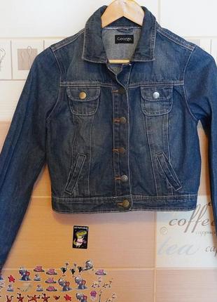 Куртка джинсовая брендовая -george- 42-44 размера короткая1 фото