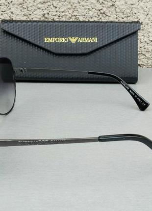 Emporio armani окуляри краплі чоловічі сонцезахисні темно сірі в металевій оправі3 фото