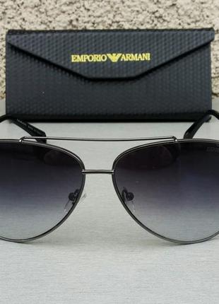 Emporio armani очки капли мужские солнцезащитные темно серые в металлической оправе