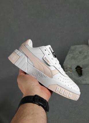Прекрасные женские кроссовки кеды puma Casuals cali белые с пудрой