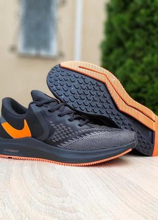 Стильные мужские кроссовки nike zoom winflc 6 черные с оранжевым2 фото