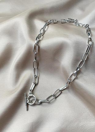 Цепочка, цепь, ожерелье, серебристая, срібляста, украшение, прикраса1 фото