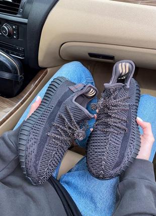 Кросівки adidas yeezy 350 black (рефлектив шнурки) кроссовки