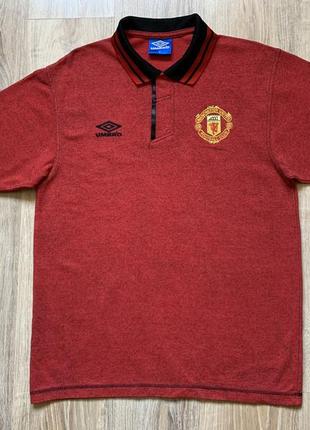 Мужская винтажная хлопковая поло футболка umbro sharp manchester united football club