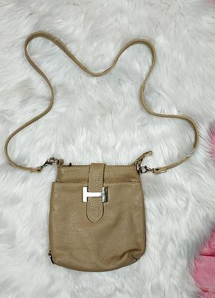 Сумка кроссбоди через плече з довгим ремінцем genuine leather