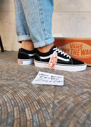 Черно-белые черные кеды кроссовки ванс олд скул vans4 фото