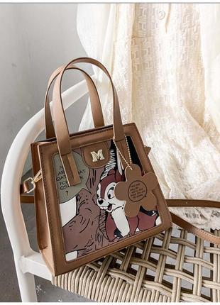 Женская сумка дисней, стильная коричневая сумка