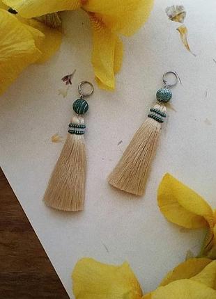 Сережки кисті з матовим агатом