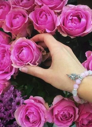 Браслет из розового и белого кварца