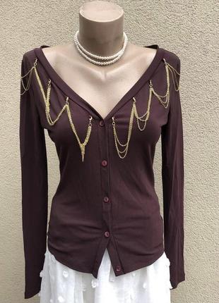 Тонкий кардиган,кофта з ланцюгами,трикотаж блуза,люкс бренд,