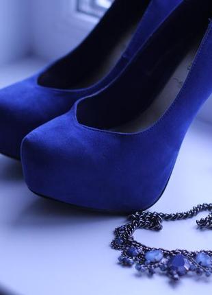 Туфли синего цвета, ненатуральный замш, р-р 39 от look5 фото