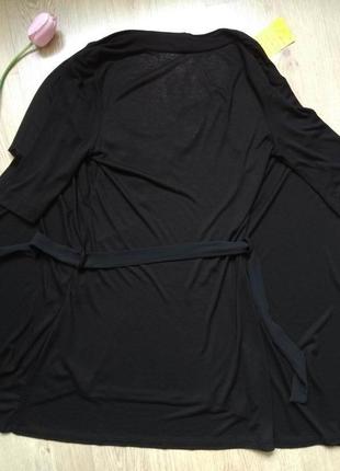 Короткое трикотажное черное домашнее платье халат orsay с кружевом/халатик-рубашка с рукавами3 фото