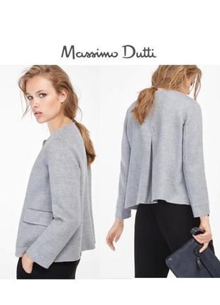 Massimo dutti шерстяной блейзер пиджак жакет пальто серое базовое кардиган