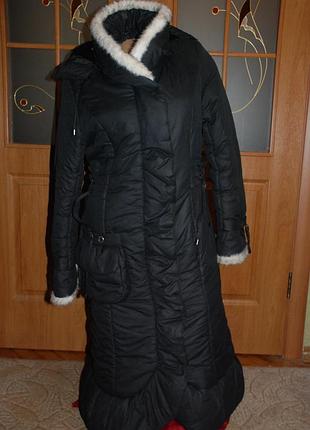 Пальто зимове довге чорне