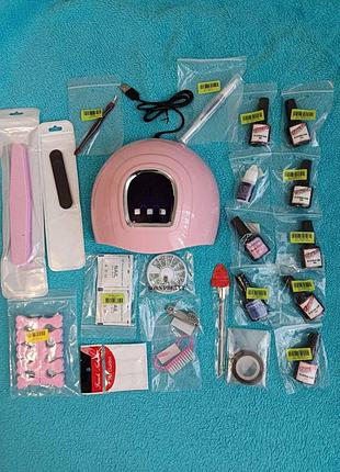 Стартовый набор для маникюра. набор для наращивания ногтей гель лаком3 фото