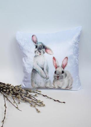 Подушка кролик, плюшева подушка на великдень, пасхальні подарунки, подушка заєць