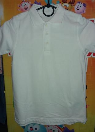 Белая школьная рубашка-поло с короткими рукавами george4 фото