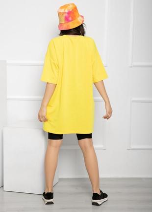 Желтая свободная трикотажная футболка2 фото