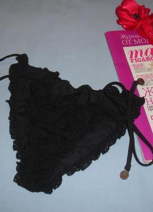 Низ плавки від купальника розмір 46 / 12 чорні мереживні на зав'язках