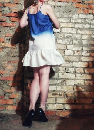 Платье из лиоцелла под джинсовое варенка омбре denim by f&f с рюшей мини короткое3 фото