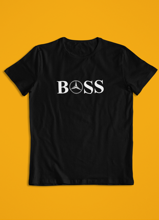 Мужская футболка черная мерседес босс, mercedes boss1 фото