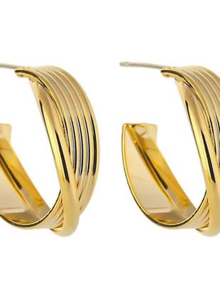 Серьги кольца матовое золото 🥰 гипоаллергенные сережки конго тренд 2021 красивая бижутерия