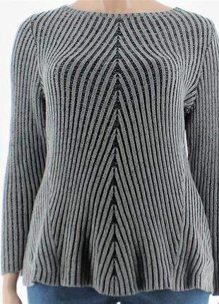 Фактурный "в рубчик" приталенный серый свитер с вырезом "лодочка" 52-54 р5 фото