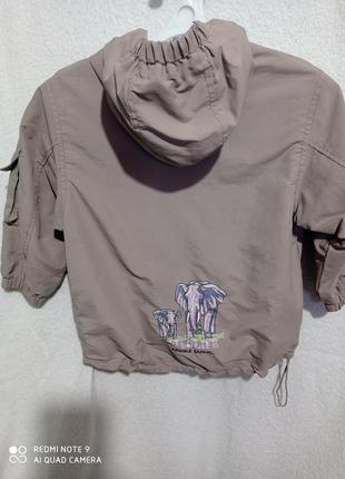 Демисезонная куртка хаки с капюшоном светоотражателем, накладными карманами safari2 фото