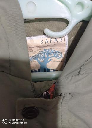 Демисезонная куртка хаки с капюшоном светоотражателем, накладными карманами safari5 фото