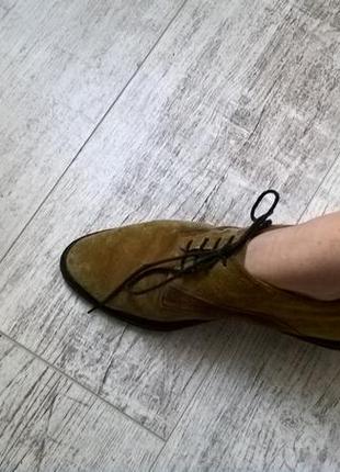 Дезерты,туфли на шнуровку,горчичного цвета от loretti италия замш,кожа-37р4 фото