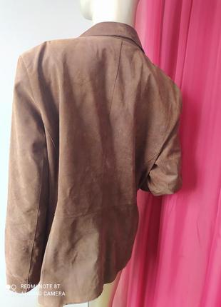 🍍🥭🍋🍊🍐стильный английский натуральный кожанный замш удленнëнный педжак куртка taifun6 фото