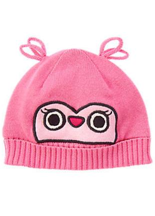 Детская розовая шапка с совой для девочки 18-24 gymboree оригинал