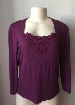 Красивая вискозная фиолетовая блуза кофта лонгслив размер 461 фото