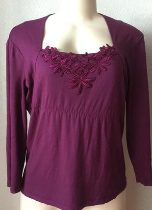 Красивая вискозная фиолетовая блуза кофта лонгслив размер 465 фото