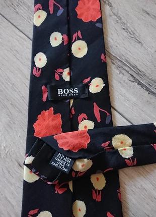 Hugo boss винтажный шелковый галстук в цветочный принт италия3 фото