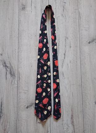 Hugo boss винтажный шелковый галстук в цветочный принт италия2 фото