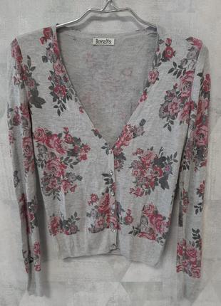 Симпатична кофта на гудзиках, кардиган з квітковим принтом