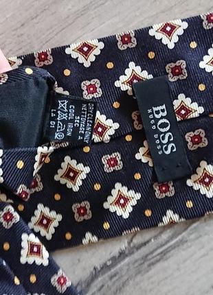 Hugo boss винтажный шелковый жаккардовый галстук в геометрический принт италия3 фото