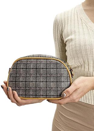 Сумочка клатч сіра в клітинку