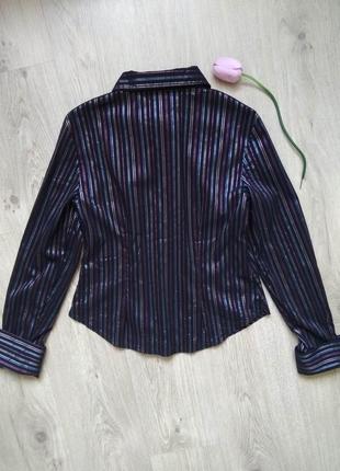 Стильна смугаста блузка з довгим рукавом/сорочка на блискавці/бавовна3 фото
