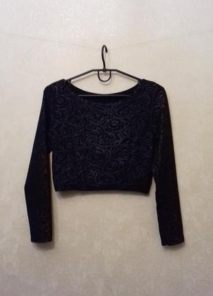 Італія / кроп облягаючий топ з довгими рукавами / коротка трикотажна кофтинка