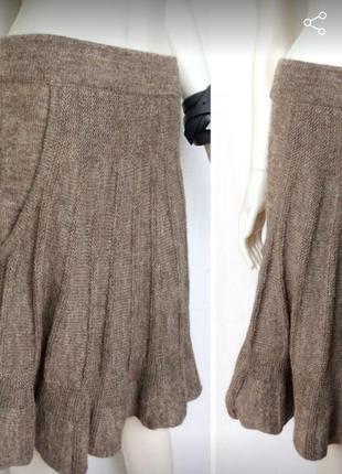 Теплая юбка машинной вязки, в составе альпака, цвет черный, размер л-хл8 фото