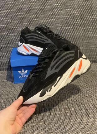 Adidas yeezy 700 v2 чёрный - белый- оранжевый5 фото