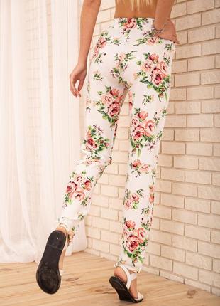 Эффектные весна- лето брюки штаны в цветочный принт s m l xl3 фото